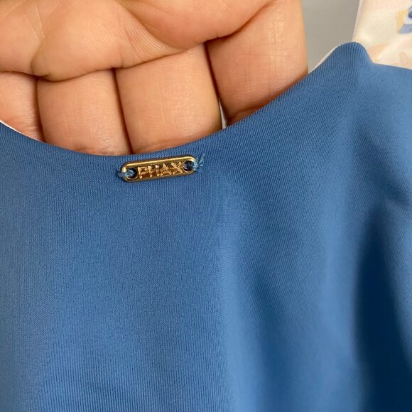 New PHAX Claridad Long Sleeve Blue Floral Color Block Paddle Swim Suit Women Sm - Picture 8 of 10